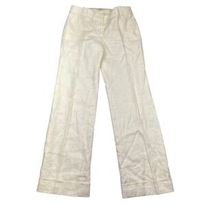 J. Crew Women's‎ Cream Linen Blend Wide Leg Dress Pants Size 6 Fits 31" Preppy